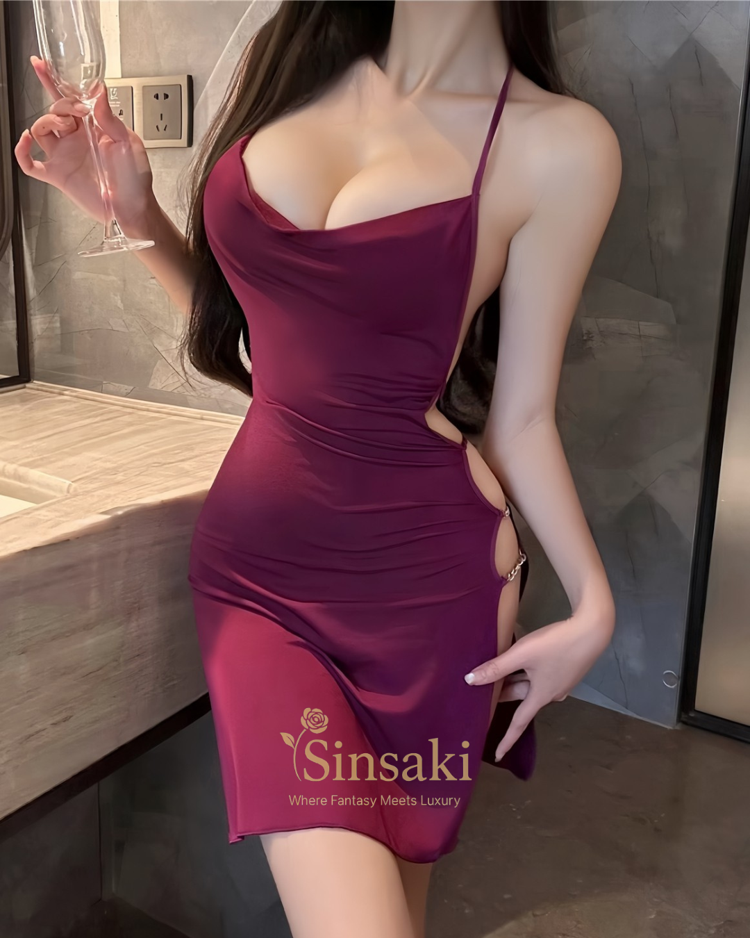 sexy clubwear dresses Sexy Sinsaki Lace Halterneck Mini Dress – Clubwear Style